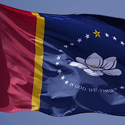 New Mississippi State Flags 3x5, Double Sided Mississippi Flag for Outdoor with 2 Brass Grommets, in God We Trust New Mississippi State Magnolia Flag for Outsides/Insides House Wall Decoration