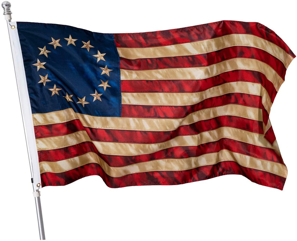 Tea Stained American Flag 13 Stars 4x6 Outdoor- Betsy Ross Flag 13 Colonies Primitive Vintage US USA Flags Banner Heavy Duty (Tea Printed Star Flag)