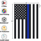 Thin Blue Line Police House Flag- American Double Sided Yard Flag Banner Patriotic Outdoor Lawn Decoration 28x40 Inch