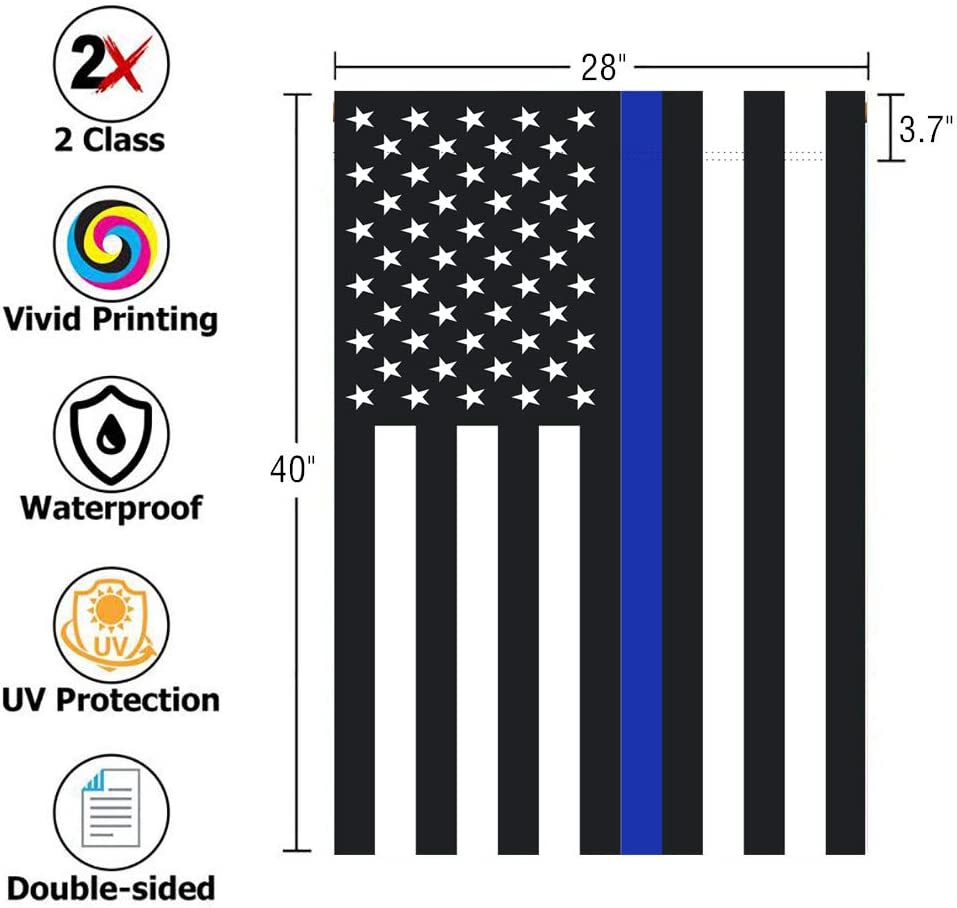 Thin Blue Line Police House Flag- American Double Sided Yard Flag Banner Patriotic Outdoor Lawn Decoration 28x40 Inch