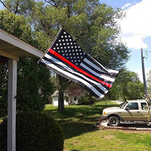 Pack of 2 Thin Red Line American Flag 3x5 Ft- Black White Red Stripes American Honoring Firefighter Flags Banner Durable Polyester