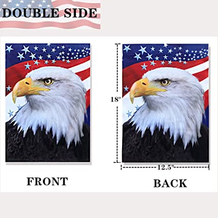 Pack of 2 Eagle America Patriotic Garden Flag- July 4th American Independence Day Decorative Yard Flags Banner Double Sided Patriotic Party Decor 12.5 x 18 Inch