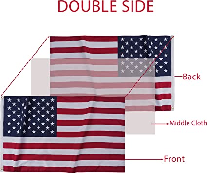 American Flag 2X3 Ft US Flags Double Side - Made in USA Heavy Duty Outdoor All Weather Unite States Flag with 2 Brass Grommets for Indoor/ Outside