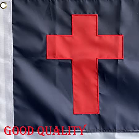 Christian Flag 3x5 ft, Heavy Duty Embroidered Christian Flags for Outdoors, Christianity Easter Day Cross Flag Jesus Flags with 2 Brass Grommets Church House Outsides Insides Decoration Made in USA