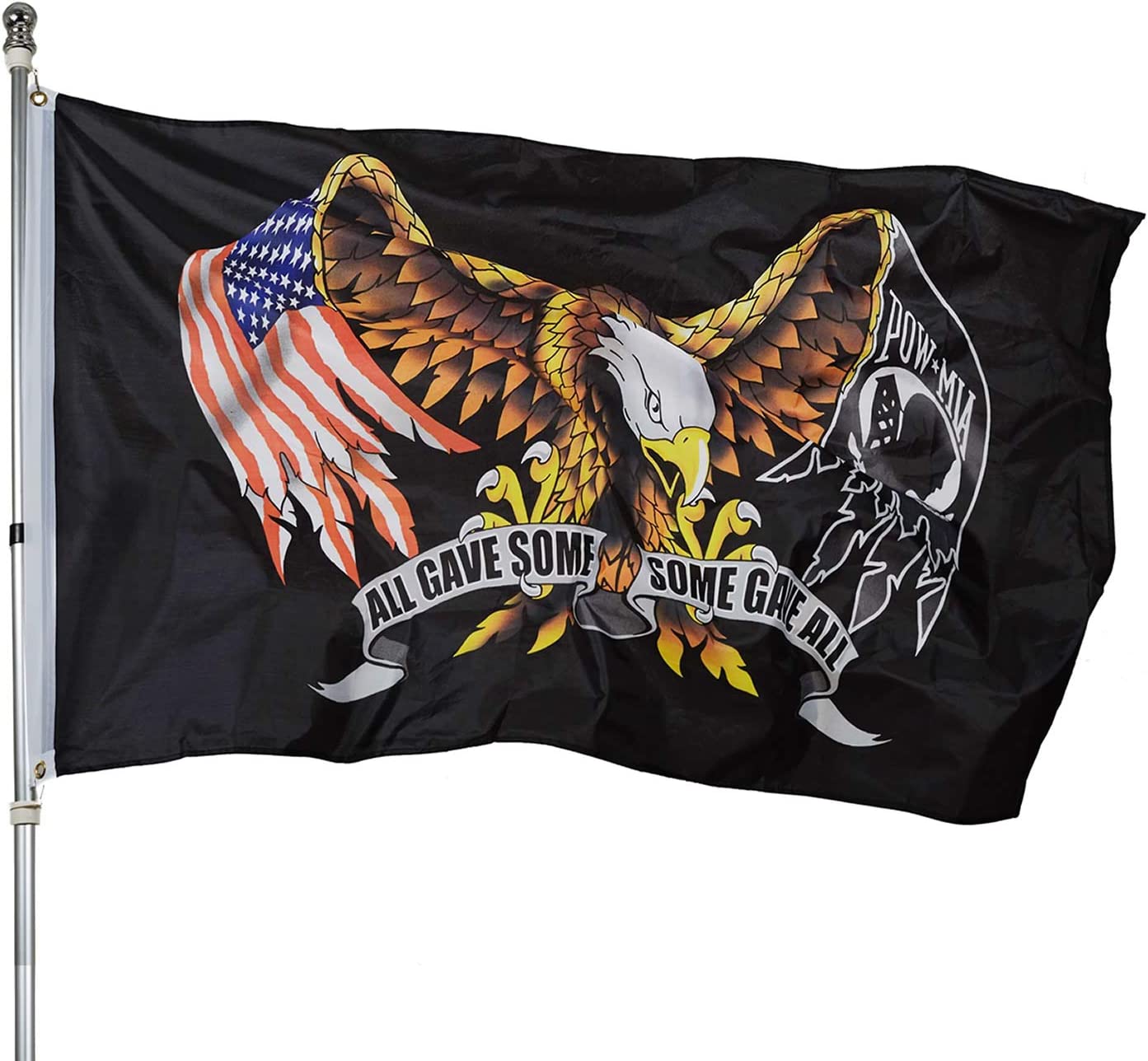 Pack of 2 Pow Mia Eagle Flag 3x5 Outdoor- All Gave Some Some Gave All Flags Banner