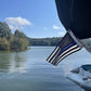 Thin Blue Line Embroidered Stars Boat Flag 12x18 Inch, Durable Nylon U.S Police Flags with Sewn Stripes and Brass Grommets for Yacht Motorcycle, Enforcement Officers Outdoor Banner Made in USA