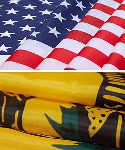 Pack of 2 Dont Tread on Me Gadsden and American Flag 3x5 Outdoor Heavy Duty Polyester Tea Party Rattlesnake Don't Tread on Me US Flags Banner Kit (2 pcs)
