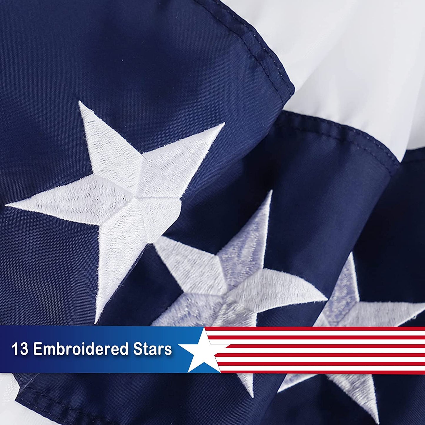 USA American Pleated Fan Flag 1.5x3 Feet Made in US, Embroidery Stars U.S.A 4th of July Bunting Flags with 3 Brass Grommets and Canvas, Patriotic Half Fan Banner for Fourth of July Deco