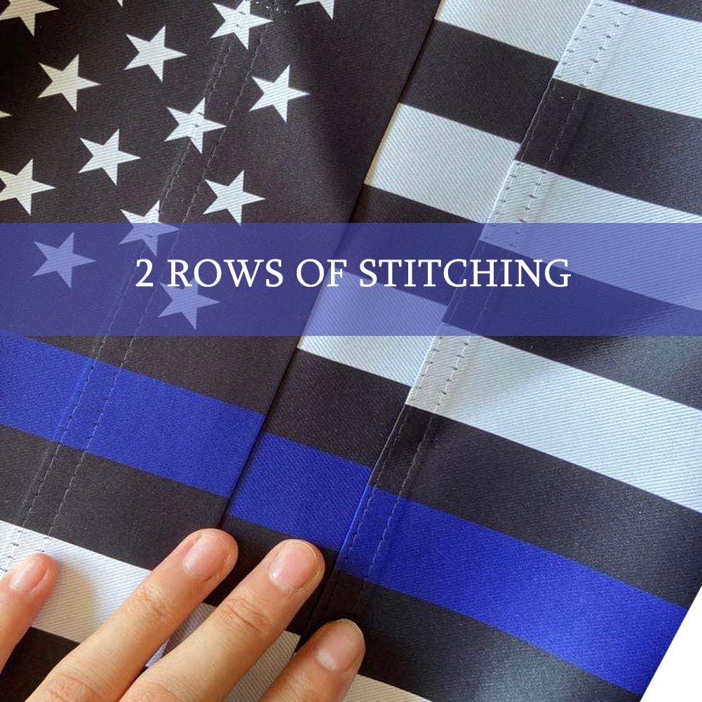 Pack of 2 Blue Line Garden American Flag - 12.5 x 18 Inch Double Sided Police Yard Flags for Honoring Law Enforcement Officers (Police Garden Flag)