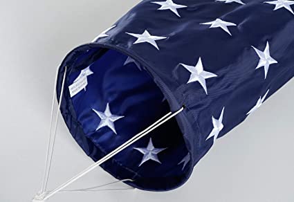 American Flag Windsock, US Flag Embroidered Stars Windsock for The 4th of July, Outdoor Hanging Stripes USA Flags Wind Socks for Patriotic Decor(60 Inch)