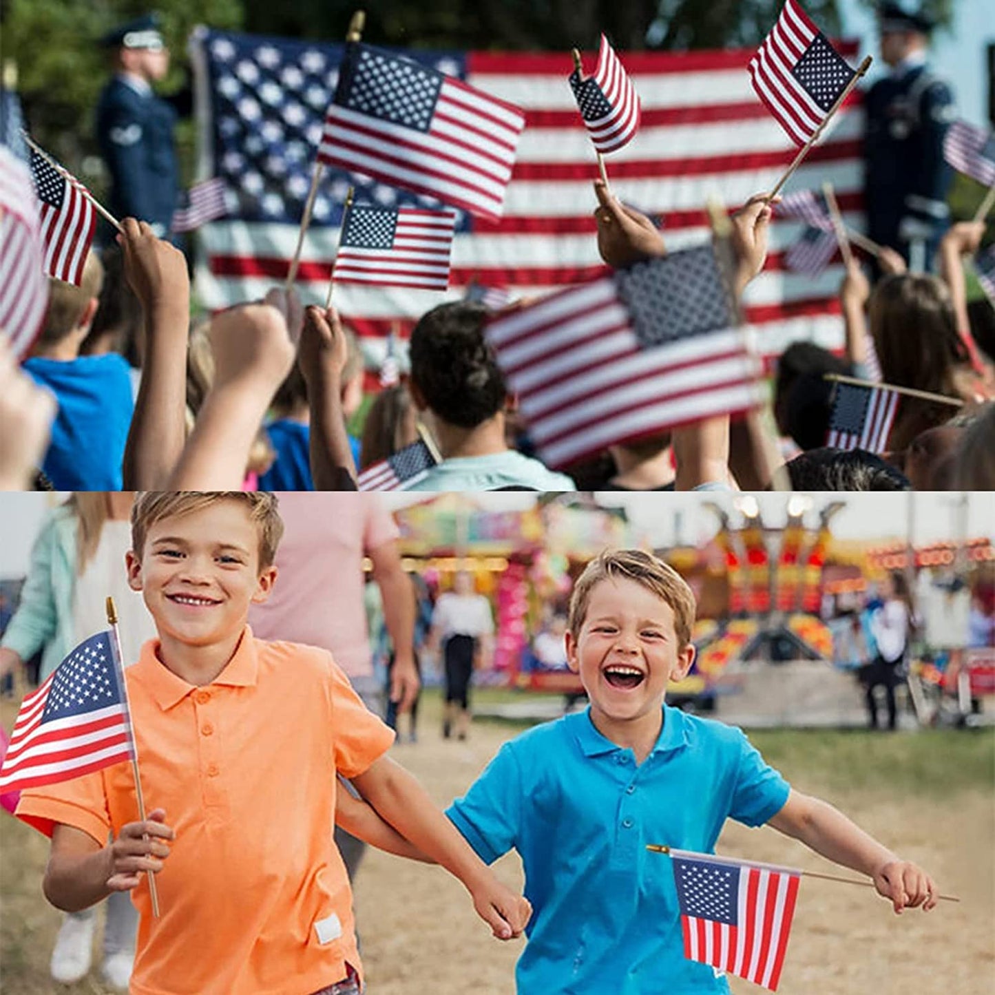 Small American Flags on Stick 50 Packs 4x6 Inch Mini US Flag 4th of July Decorations for Outdoor Outside Hand Held USA Stick Flags Spear Top