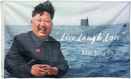 Kim Jong un Live Love Laugh Flag, 3x5ft Polyester for Flags College Dorm Wall Bedroom Living Room Hanging Decoration Indoor Brass Gromments