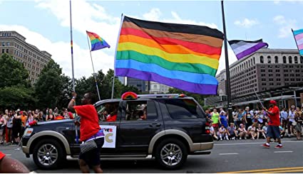 Pack of 10 Philadelphia Rainbow Pride Flag 3x5 ft, Heavy Duty Philly Gay Pride Flags for Outdoor, Vivid Color Brown and Black and Fade Proof Inclusive Pride Banner with 2 Grommets