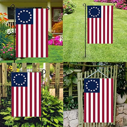 Pack of 2 Besty Ross American Garden Flag 12 x 18- Ross Flags 13 Stars Patriotic Double Sided USA Small for Yard Decor