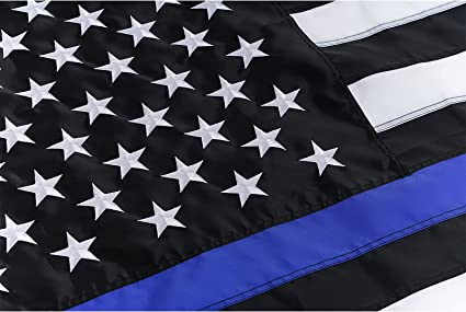 Thin Blue Line Flag 3x5 ft, American Police Flag for Outside with Embroidered Stars Made in USA, Back The Blue Flags, USA Blue Line Flag Banner with 2 Brass Grommets for Law Enforcement Officers