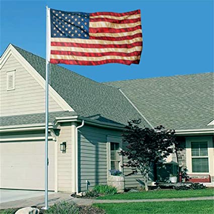Pack of 2 Tea Stained American Flag Outdoor - 3x5 Flags with Brass Grommets United States Vintage Antiqued Banner for Outside Indoor