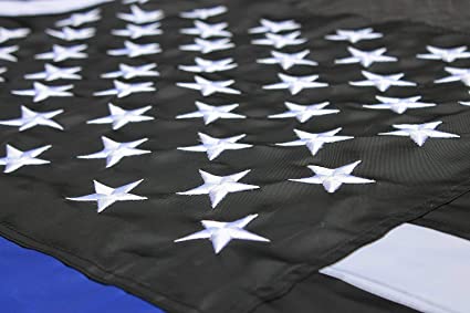 Thin Blue Line Flags Many Sizes Outdoor Made in USA - Embroidered Stars Police Flag, Heavy Duty Back The Blue Flag Stripe Blue Line Lives Matter Flags Banner with 2 Brass Grommets