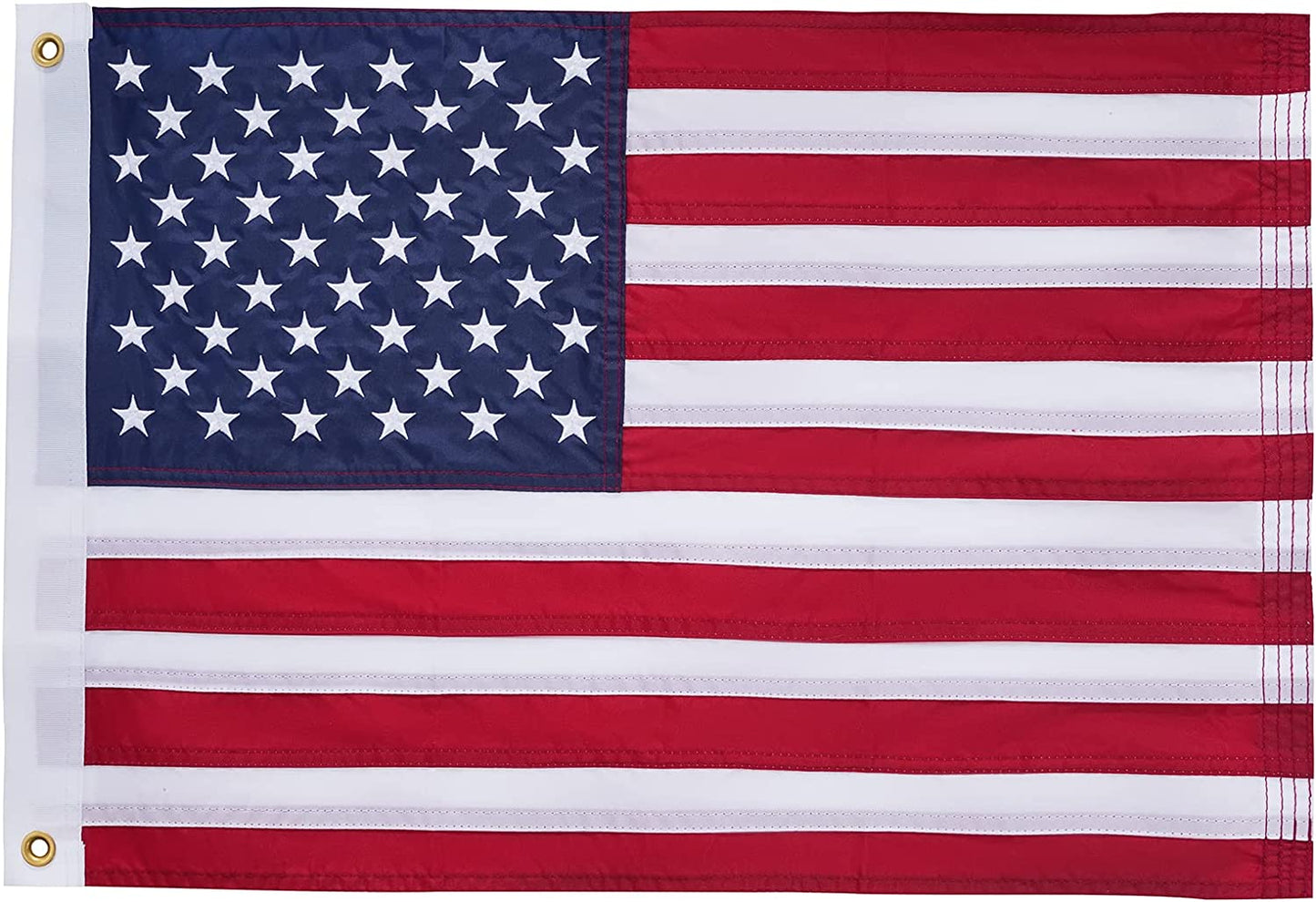 American US Boat Flag 16x24 Inch Made in USA, Embroidery 50 Stars Ensign Nautical U.S.A Flags with 2 Brass Grommets, Heavy Duty Nylon Outdoor Banner for Yacht