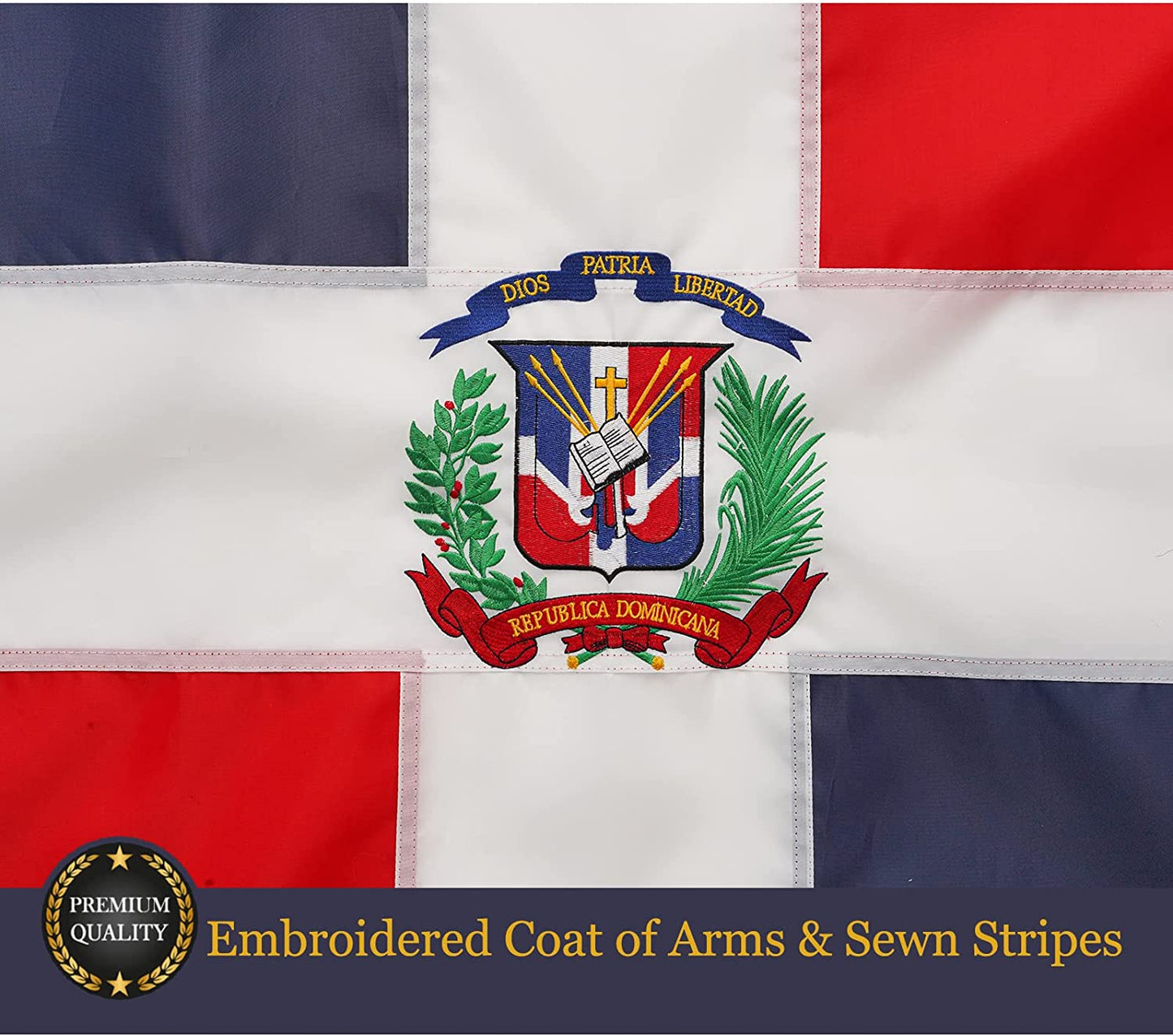 Dominican Flag 3x5 Ft Dominican Republic Flags Embroidered Large Dominican Flag Heavy Duty Outdoor for Wall Deco