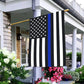 Thin Blue Line Police House Flag- American Double Sided Yard Flag Banner Patriotic Outdoor Lawn Decoration 28x40 Inch