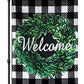 Pack of 2 Welcome Boxwood Wreath Garden Flag - Double Sided Buffalo Plaid Check Flag Autumn 12.5 x 18 Inch - House Yard vertical Decoration Country Outdoor Indoor Banner