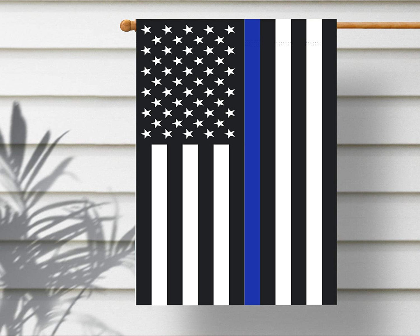 Thin Blue Line Police House Flag- American Double Sided Yard Flag Banner Patriotic Outdoor Lawn Decoration 28x40 Inch
