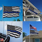 Thin Blue Line Flag 3x5 ft, American Police Flag for Outside with Embroidered Stars Made in USA, Back The Blue Flags, USA Blue Line Flag Banner with 2 Brass Grommets for Law Enforcement Officers
