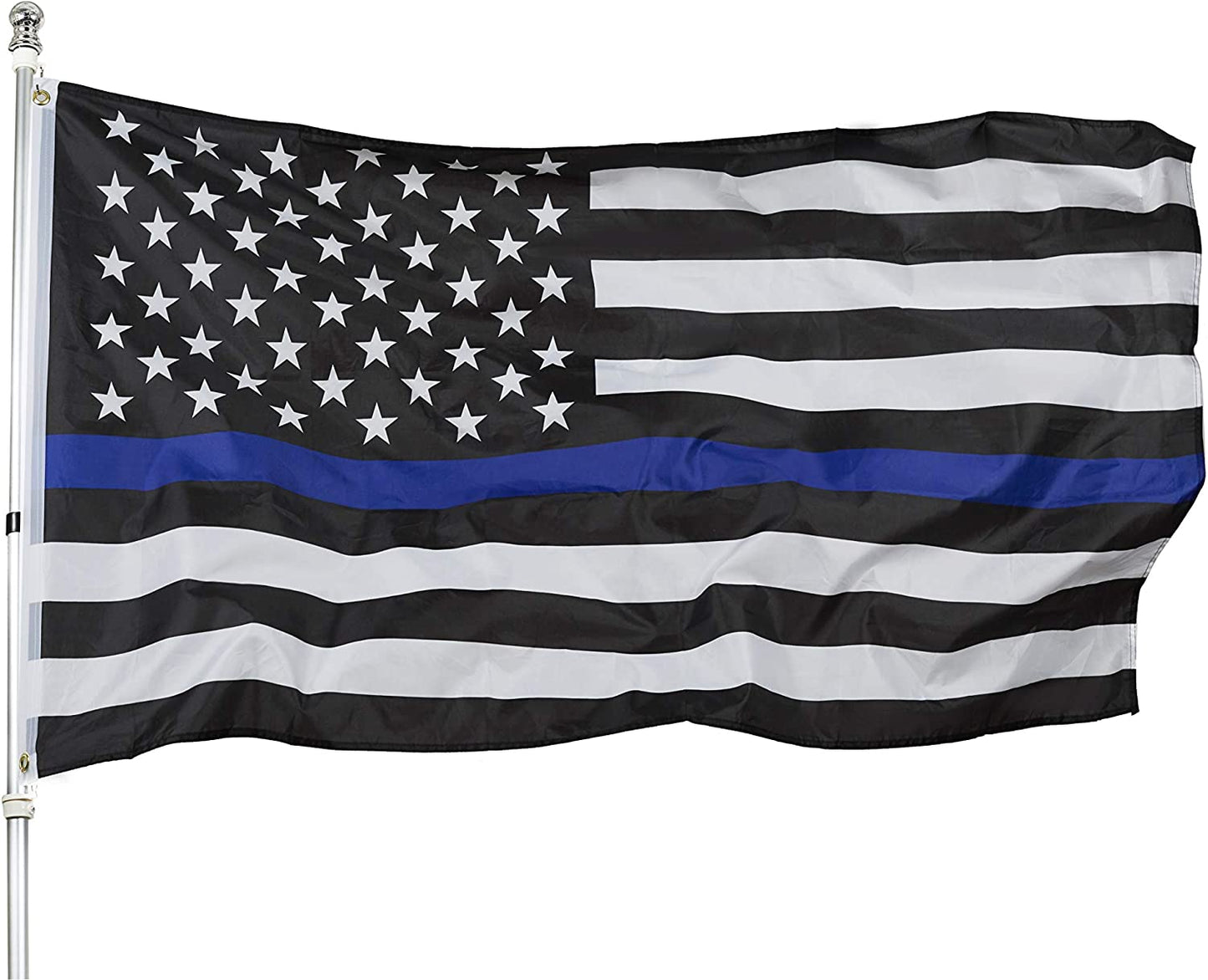 Pack of 10 Thin Blue Line American Flag - 3x5 Blue Stripe American Matter Police Flags - USA Honoring Law Enforcement Officers Banner Flags