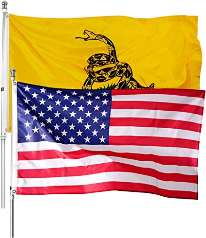 Pack of 2 Dont Tread on Me Gadsden and American Flag 3x5 Outdoor Heavy Duty Polyester Tea Party Rattlesnake Don't Tread on Me US Flags Banner Kit (2 pcs)