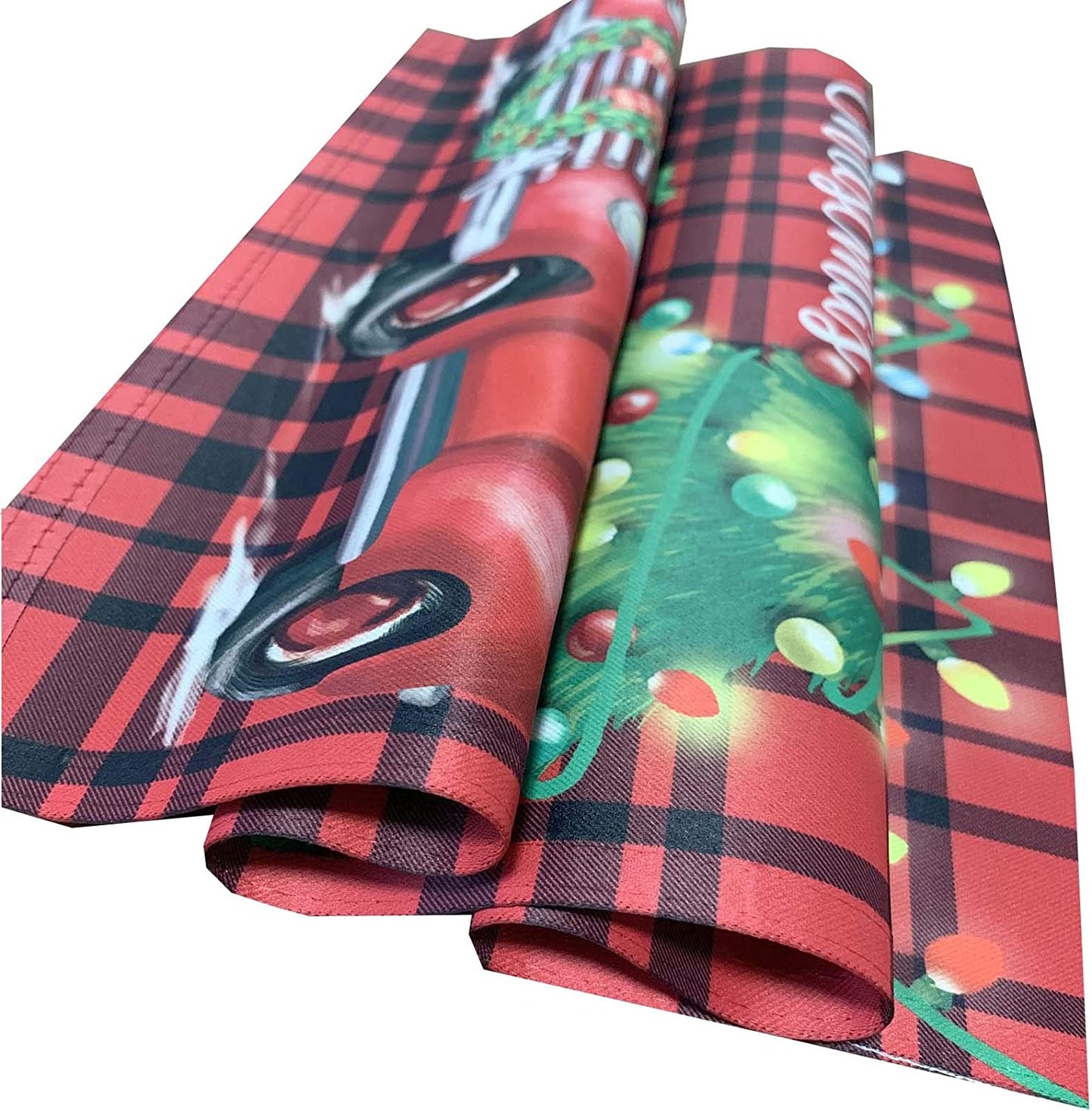 Pack of 2 Christmas Garden Flag Merry Christmas Yard Flags 12x18 Double Sided Red Truck Xmas Decor for Outdoor, Outside