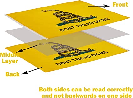 Dont Tread on Me Flag Double Side Snake Flag- Made in USA Don’t Tread on Me Gadsden Flags 3x5 Outdoor (Yellow)
