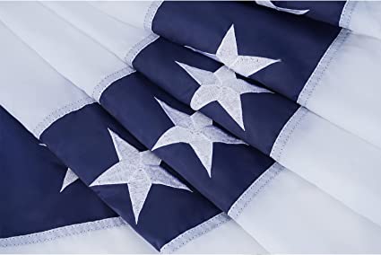 American Pleated Fan Flag 3x6 Ft USA Bunting Flags Patriots Flag Decorations with Embroidered Stars Sewn Stripes for Porch Outside