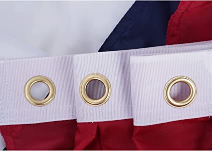 American Pleated Fan Flag 3x6 Ft USA Bunting Flags Patriots Flag Decorations with Embroidered Stars Sewn Stripes for Porch Outside