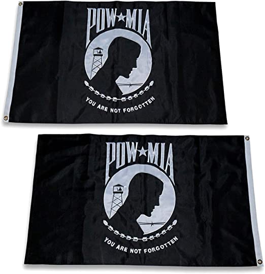 Pow Mia Flag Embroidered 2x3 Outdoor - Heavy Duty Double Sided You are Not Forgotten War Flags 300D Nylon Military Made in USA Pow Flags for Outside (2x3ft)