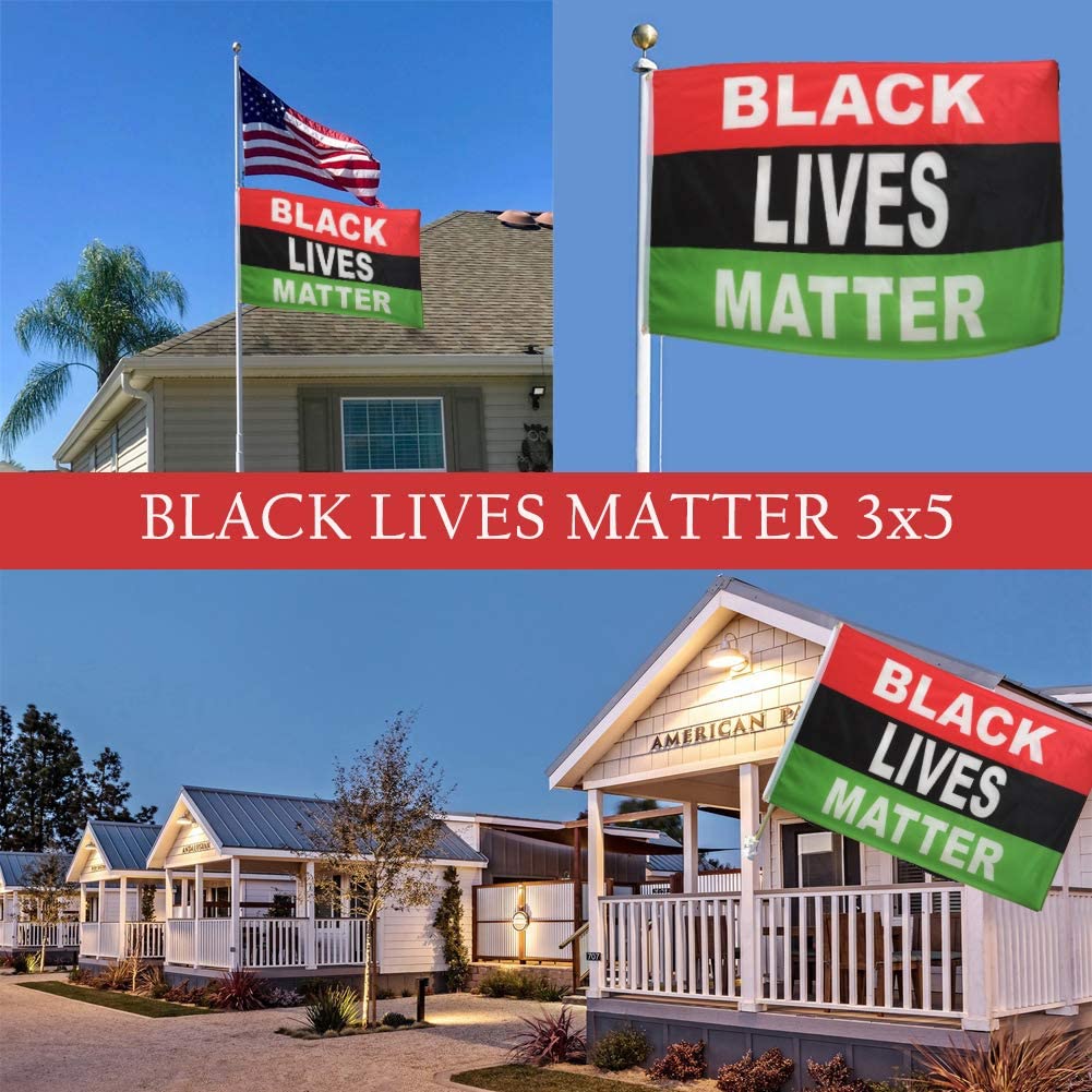 Pack of 2 Black Lives Matter Afro Flag 3x5 ft Outdoor Pan African Red Black Green Flags Banner with Grommets