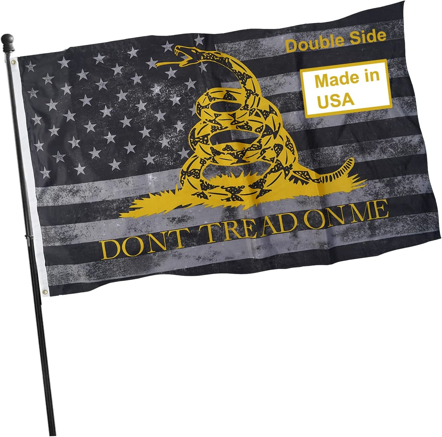 Dont Tread on Me Flag Double Side American Flag- Made in USA Don’t Tread on Me Gadsden Flags 3x5 Outdoor (Grey)