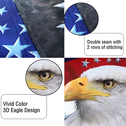 Pack of 2 Eagle America Patriotic Garden Flag- July 4th American Independence Day Decorative Yard Flags Banner Double Sided Patriotic Party Decor 12.5 x 18 Inch