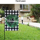 Pack of 2 Welcome Boxwood Wreath Garden Flag - Double Sided Buffalo Plaid Check Flag Autumn 12.5 x 18 Inch - House Yard vertical Decoration Country Outdoor Indoor Banner