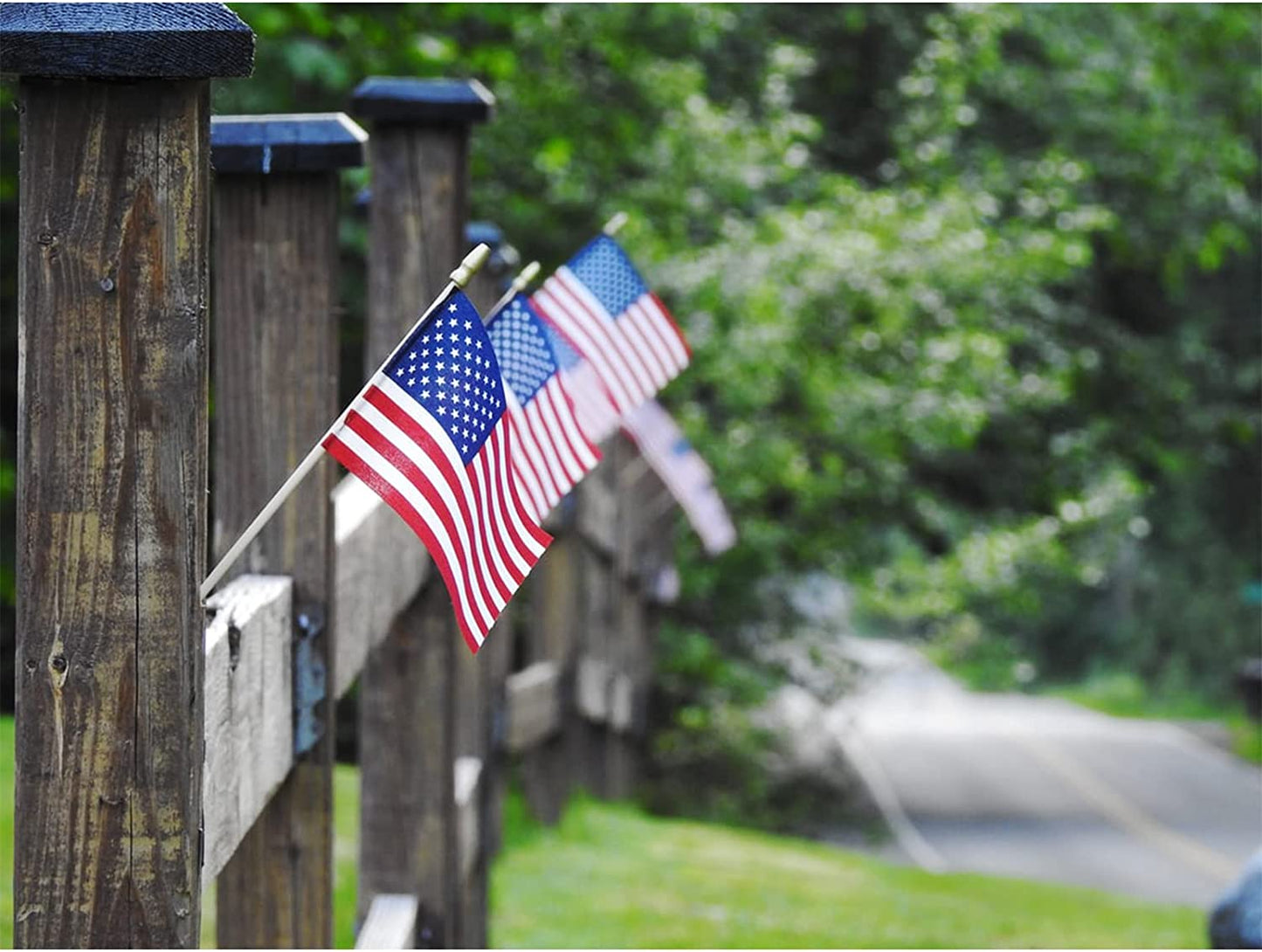 Small American Flags on Stick 50 Packs 4x6 Inch Mini US Flag 4th of July Decorations for Outdoor Outside Hand Held USA Stick Flags Spear Top