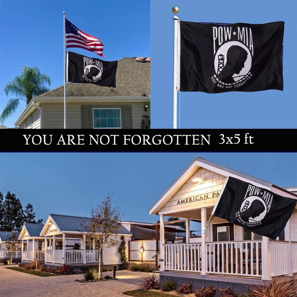 Pack of 2 POW Flag 3x5 Outdoor - You are Not Forgotten POW MIA Flags Prisoner War Durable Outdoor Black Banner
