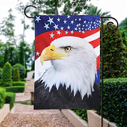 Pack of 2 Eagle America Patriotic Garden Flag- July 4th American Independence Day Decorative Yard Flags Banner Double Sided Patriotic Party Decor 12.5 x 18 Inch