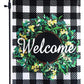 Pack of 2 Fall Boxwood Wreath Welcome Garden Flag- 12x18 Inch Double Sided Autumn Buffalo Check Plaid Vertical Garden Yard Flag Farmhouse Home Décor
