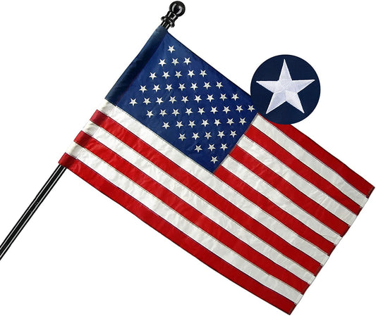American Flag 3x5 Sleeve Outdoor US Flag - Made in USA Embroidered Stars Durable Nylon Flags with Embroidered Stars, Sewn Stripes