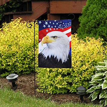Pack of 2 Eagle America Patriotic Garden Flag- July 4th American Independence Day Decorative Yard Flags Banner Double Sided Patriotic Party Decor 12.5 x 18 Inch
