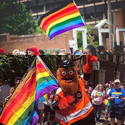 Pack of 10 Philadelphia Rainbow Pride Flag 3x5 ft, Heavy Duty Philly Gay Pride Flags for Outdoor, Vivid Color Brown and Black and Fade Proof Inclusive Pride Banner with 2 Grommets