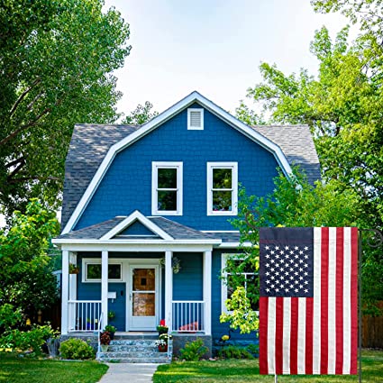 Pack of 2 American Flag USA Garden Flag 12 x 18 - Patriotic Small American Flags with Embroidered Stars for Yard