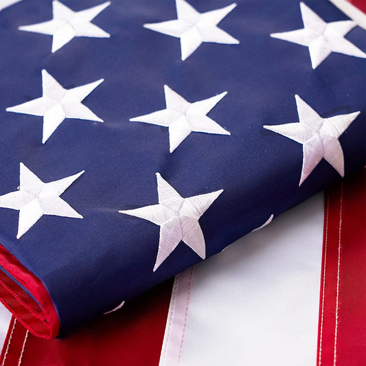 4x6 American Flag Outdoor Heavy Duty - Made in USA Embroidered Star USA 4x6 Ft Flags - Longest Lasting US Made from Nylon Sewn Stripes Indoor With 2 Brass Grommets