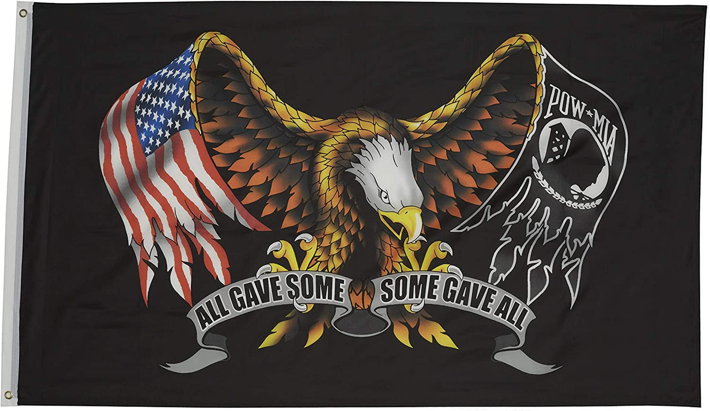 Pack of 2 Pow Mia Eagle Flag 3x5 Outdoor- All Gave Some Some Gave All Flags Banner