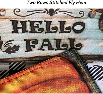 Pack of 2 Hello Fall Garden Flags - Sunflowers Pumpkin Plaid Flag Autumn 12.5 x 18 Inch - House Yard Double Sided hanksgiving Day Decoration Country Outdoor Indoor Banner