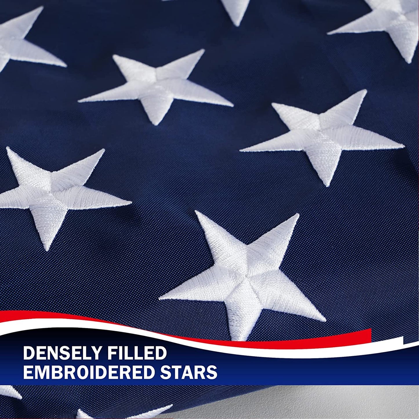 American Flag 10x15 for Outside US Flags - Outdoor Heavy Duty United State Flag Embroidered Stars for All Weather High Wind Sewn Stripes With Brass Grommets